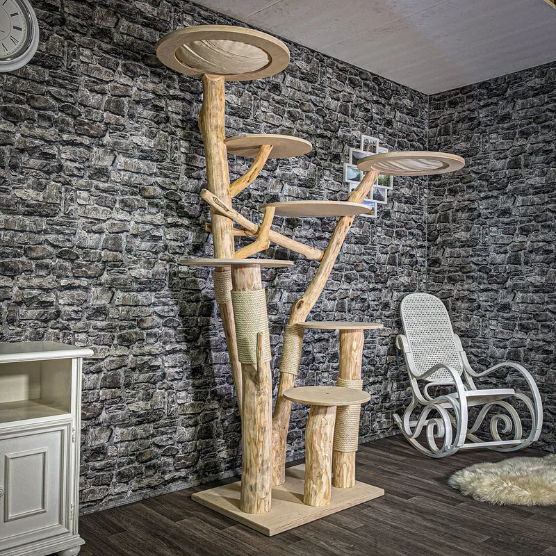 Naturkratzbaum 2815 Kratzbaum Natur Holz Design 224 cm hoch Katzenbaum