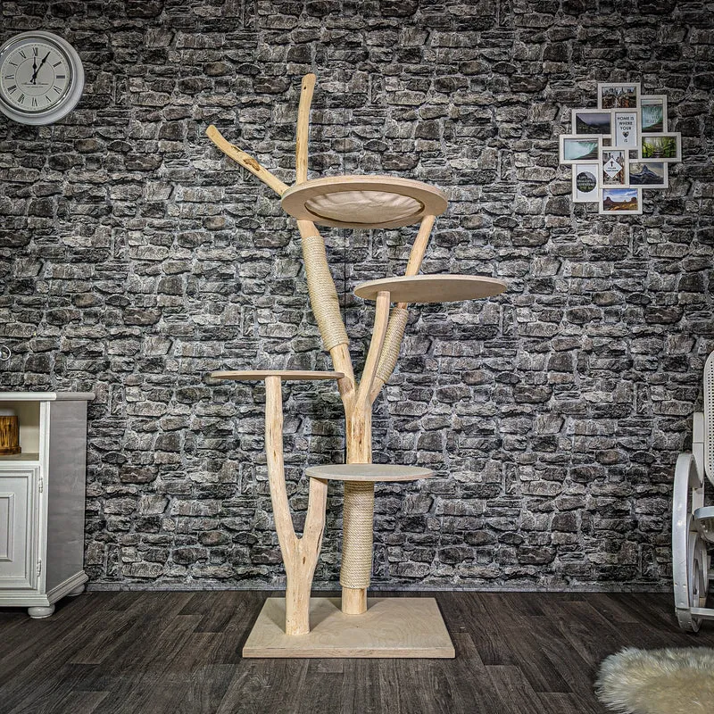 Naturkratzbaum 146 cm hoch Kratzbaum Natur Holz Design 2813 Katzenbaum