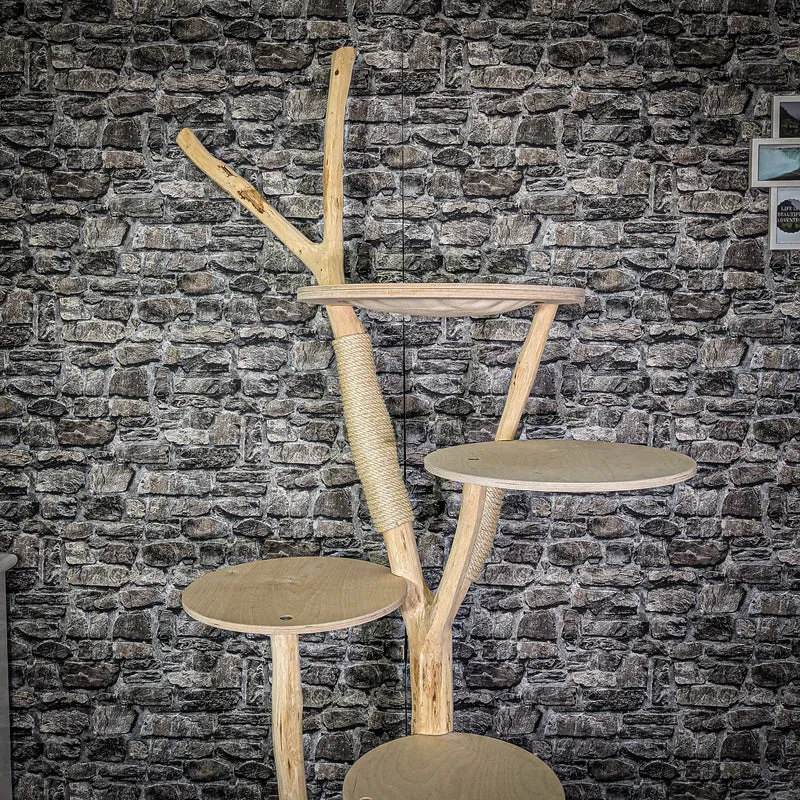 Naturkratzbaum 146 cm hoch Kratzbaum Natur Holz Design 2813 Katzenbaum