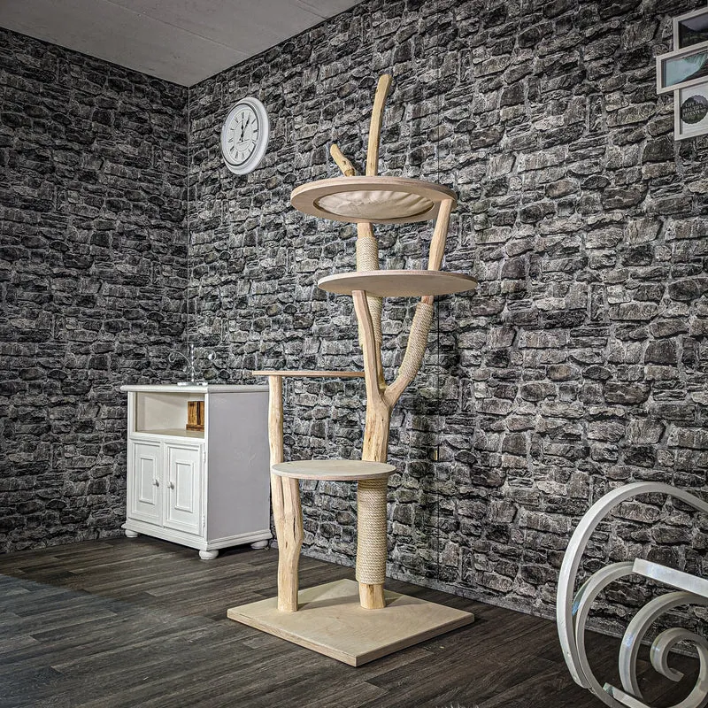 Naturkratzbaum 146 cm hoch Kratzbaum Natur Holz Design 2813 Katzenbaum