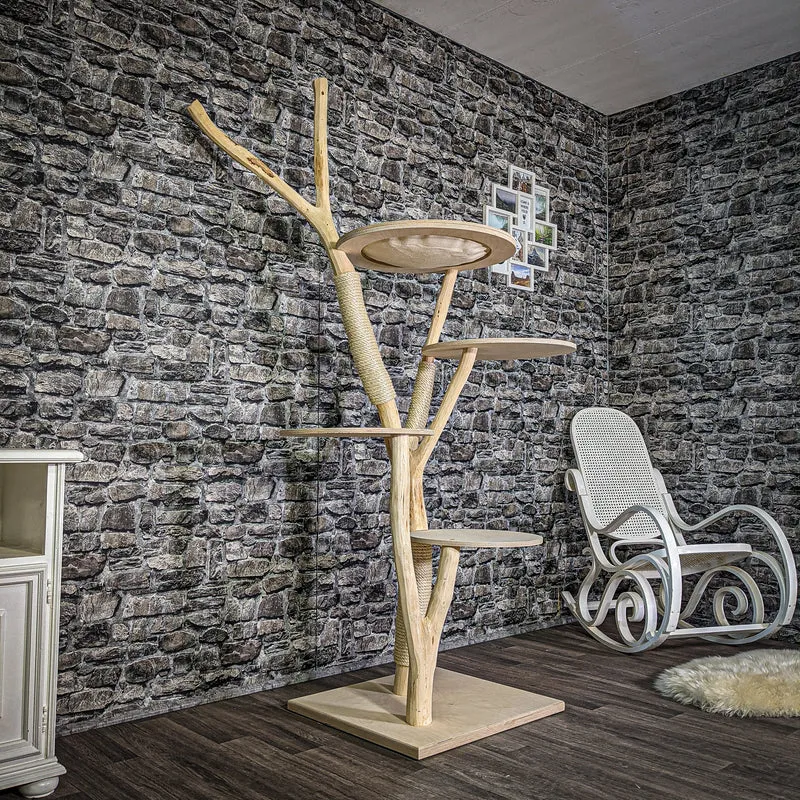 Naturkratzbaum 146 cm hoch Kratzbaum Natur Holz Design 2813 Katzenbaum