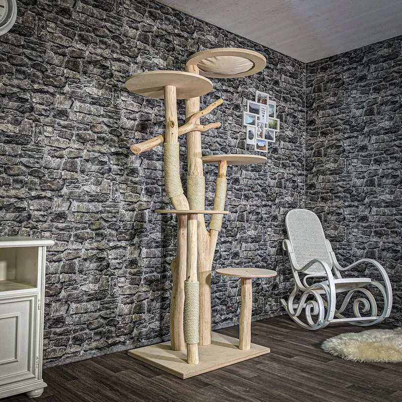 Naturkratzbaum 2812 Kratzbaum Natur Holz Design 203 cm hoch Katzenbaum