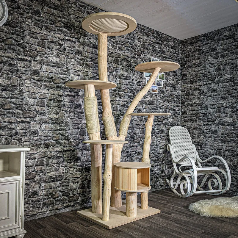 Naturkratzbaum 2811 Kratzbaum Natur Holz Design 226 cm hoch Katzenbaum