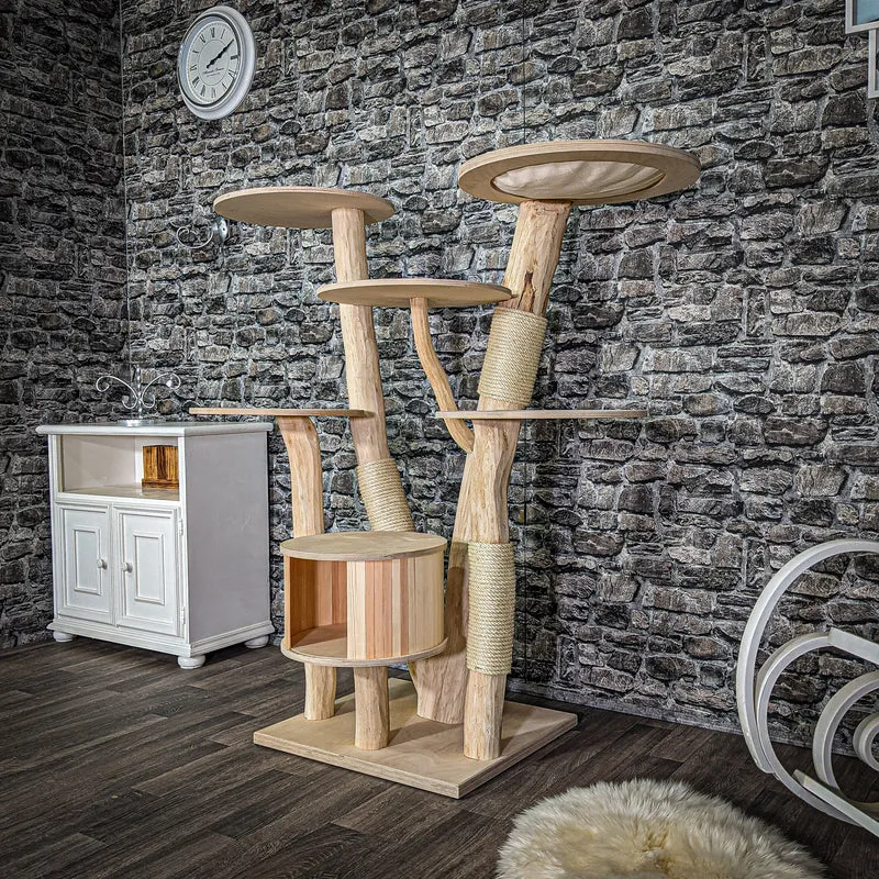 Naturkratzbaum 140 cm hoch Kratzbaum Natur Holz Design 2795 Katzenbaum