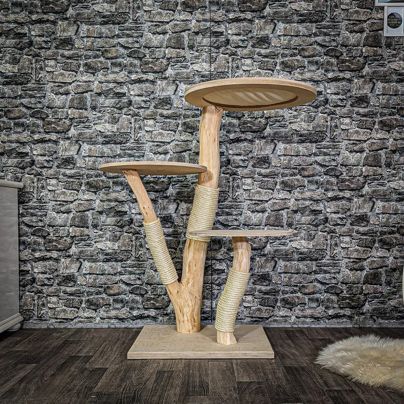 Naturkratzbaum 115 cm hoch Kratzbaum Natur Holz Design 2796 Katzenbaum