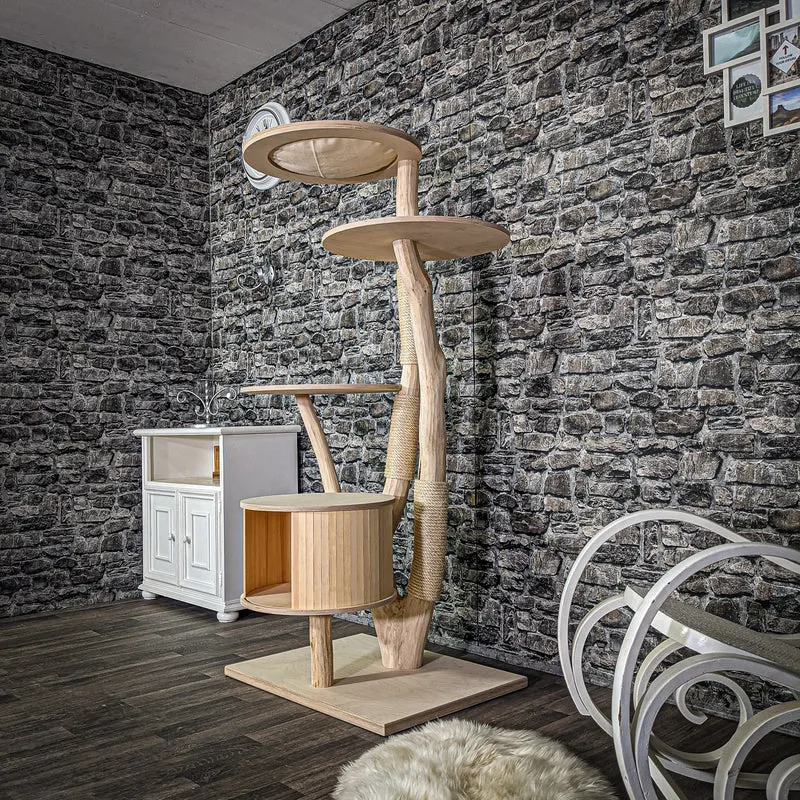 Naturkratzbaum 167 cm hoch Kratzbaum Natur Holz Design 2800 Katzenbaum