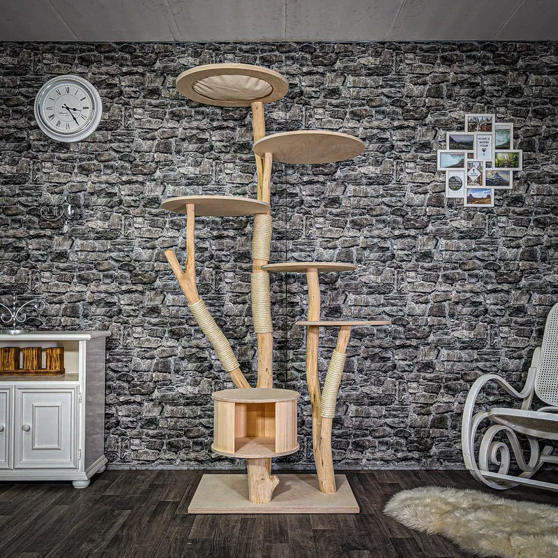 Naturkratzbaum 210 cm hoch Kratzbaum Natur Holz Design 2802 Katzenbaum