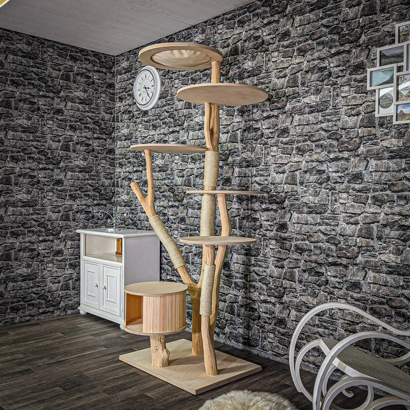 Naturkratzbaum 210 cm hoch Kratzbaum Natur Holz Design 2802 Katzenbaum
