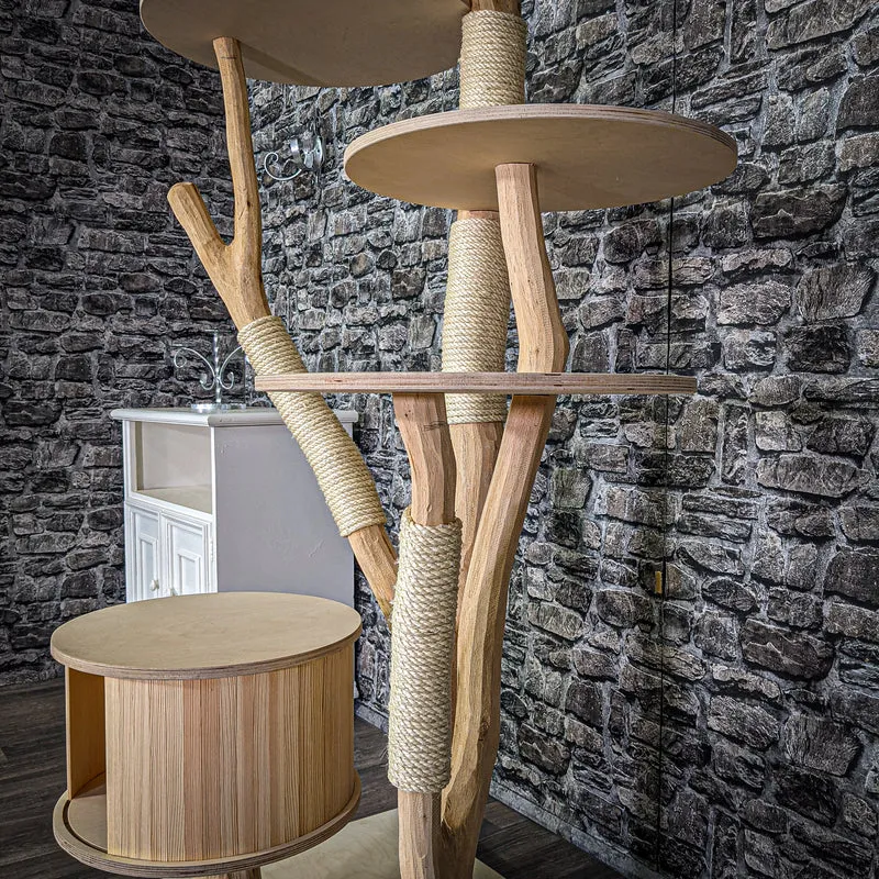 Naturkratzbaum 210 cm hoch Kratzbaum Natur Holz Design 2802 Katzenbaum