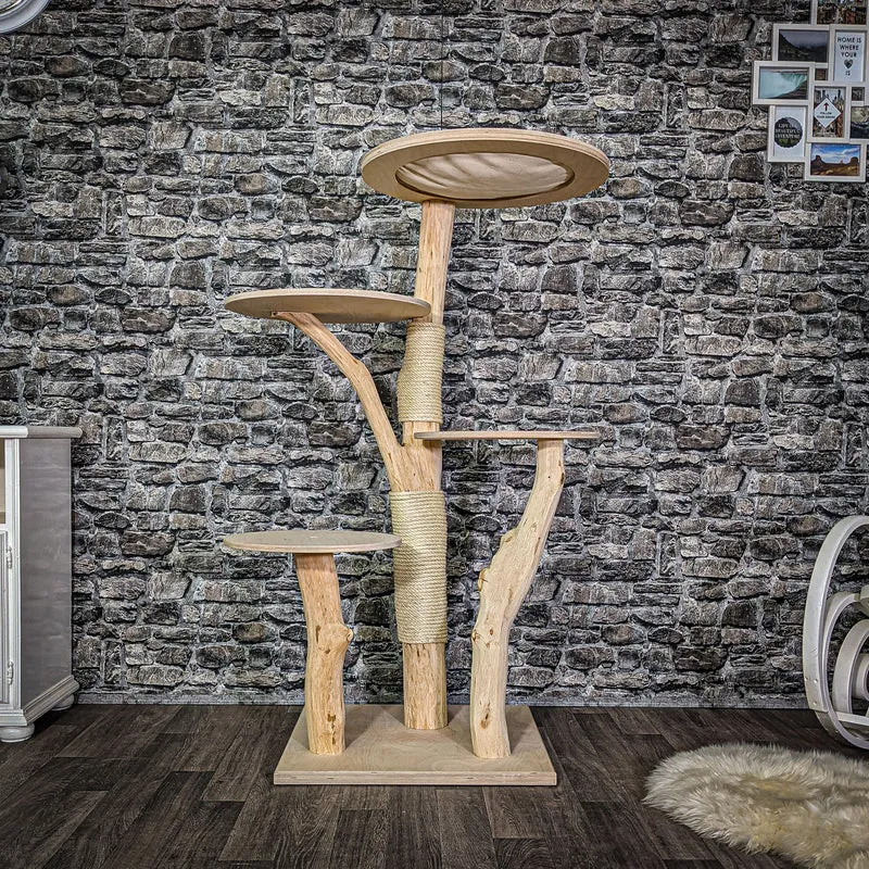 Naturkratzbaum 140 cm hoch Kratzbaum Natur Holz Design 2804 Katzenbaum