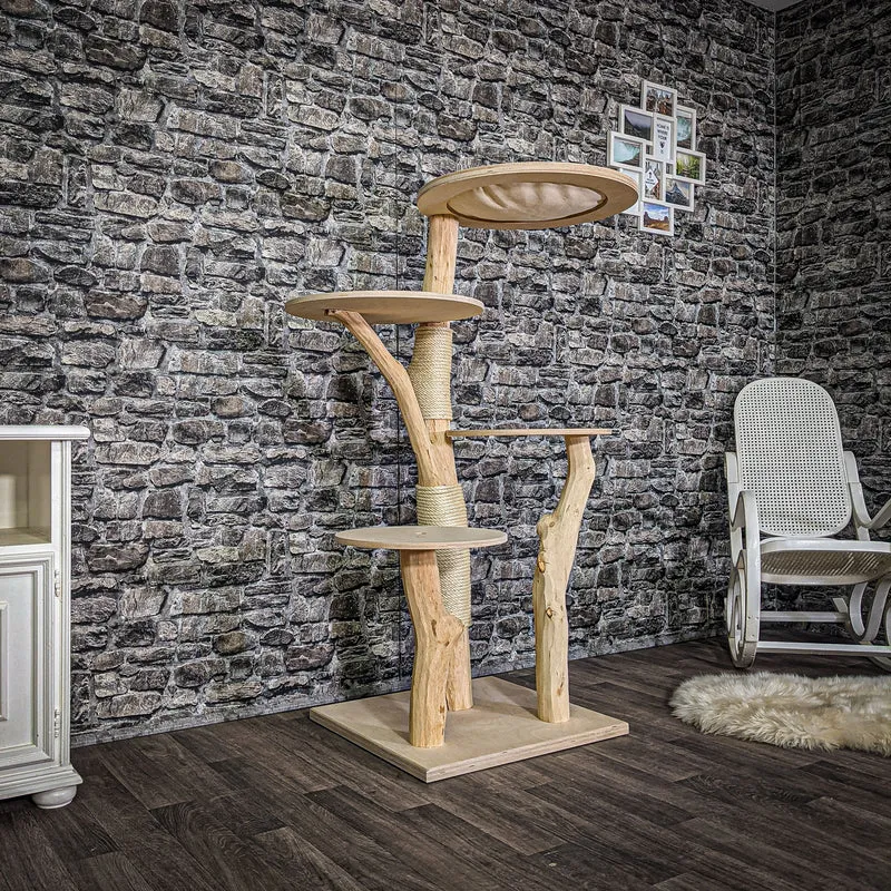 Naturkratzbaum 140 cm hoch Kratzbaum Natur Holz Design 2804 Katzenbaum