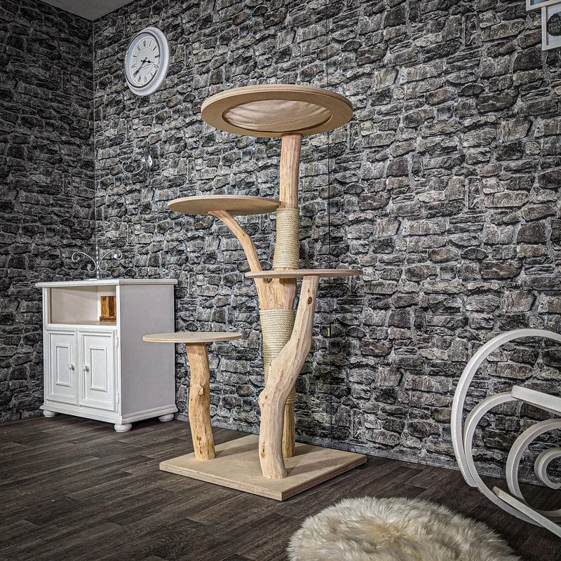 Naturkratzbaum 140 cm hoch Kratzbaum Natur Holz Design 2804 Katzenbaum