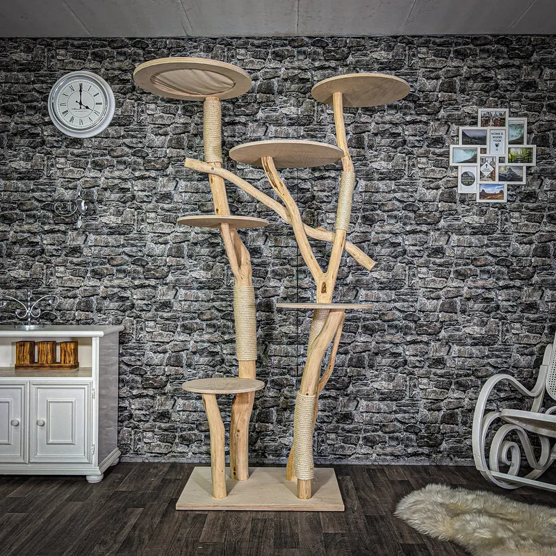 Naturkratzbaum 205 cm hoch Kratzbaum Natur Holz Design 2805 Katzenbaum