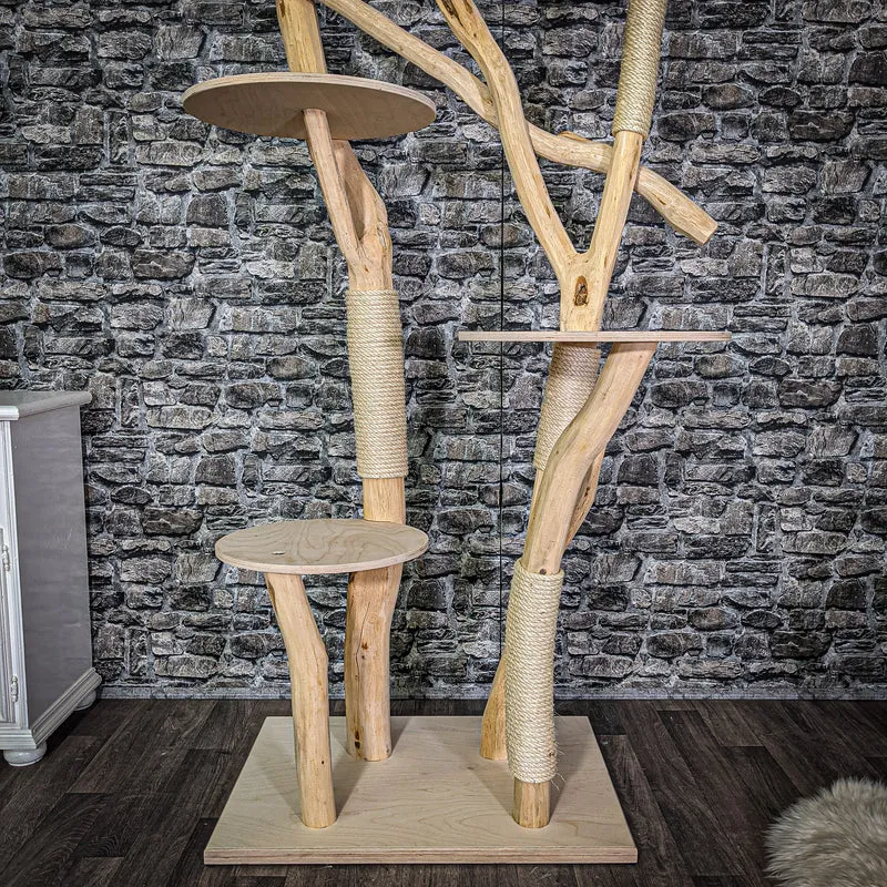 Naturkratzbaum 205 cm hoch Kratzbaum Natur Holz Design 2805 Katzenbaum