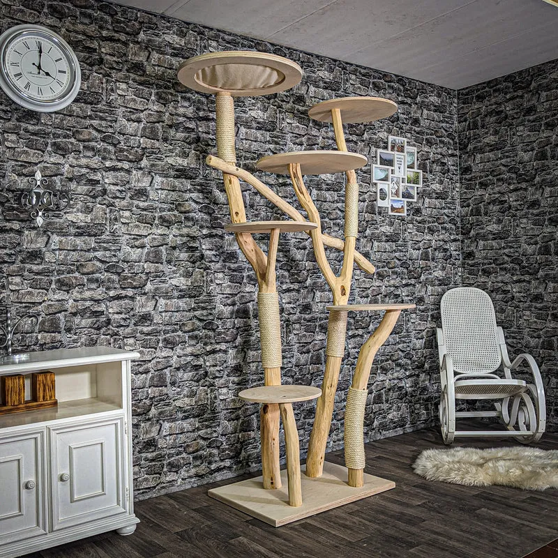 Naturkratzbaum 205 cm hoch Kratzbaum Natur Holz Design 2805 Katzenbaum