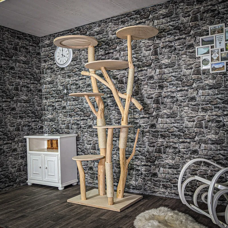 Naturkratzbaum 205 cm hoch Kratzbaum Natur Holz Design 2805 Katzenbaum