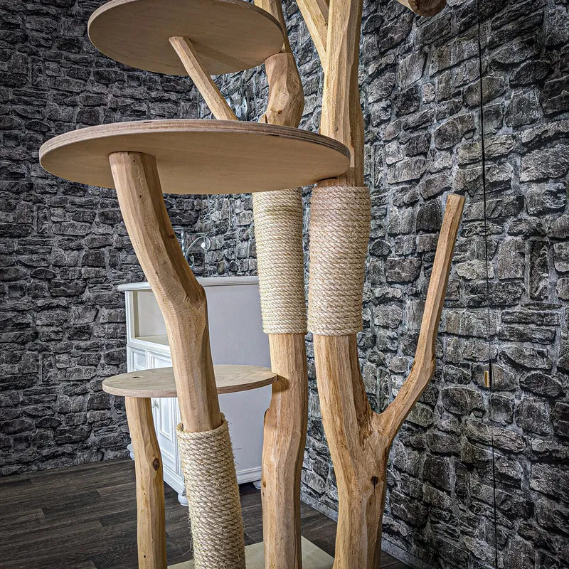 Naturkratzbaum 205 cm hoch Kratzbaum Natur Holz Design 2805 Katzenbaum