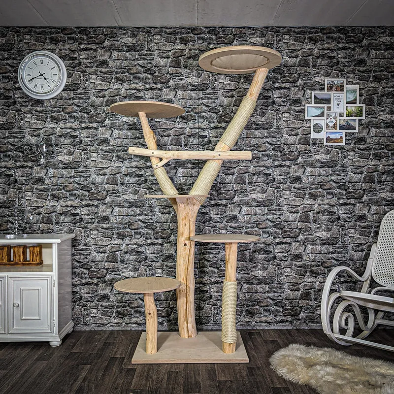 Naturkratzbaum 2806 Kratzbaum Natur Holz Design 205 cm hoch Katzenbaum