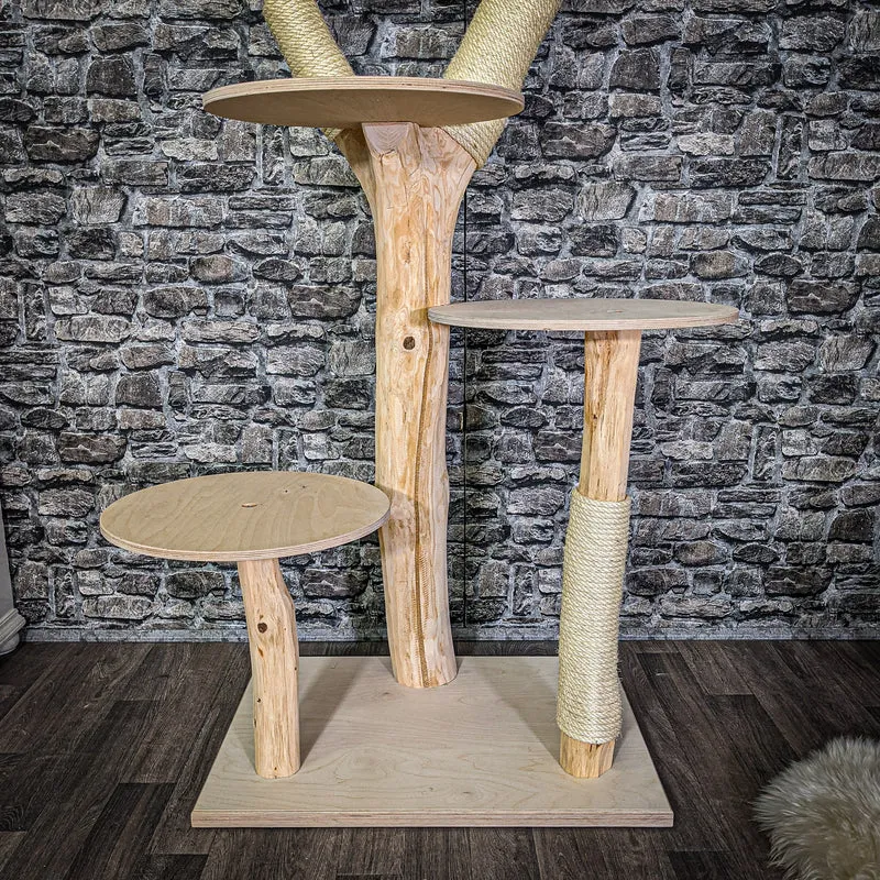 Naturkratzbaum 2806 Kratzbaum Natur Holz Design 205 cm hoch Katzenbaum