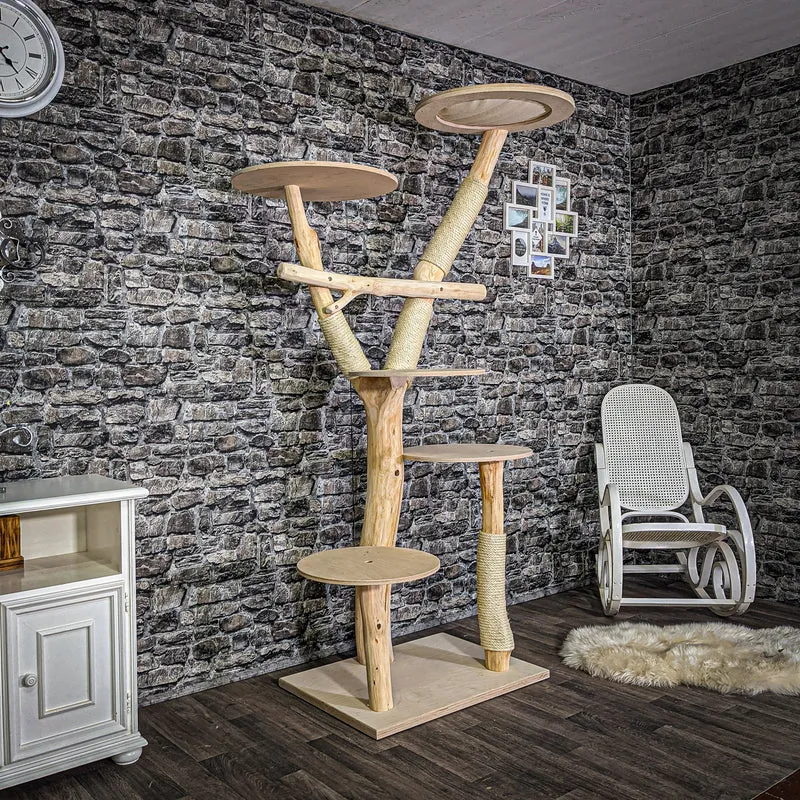 Naturkratzbaum 2806 Kratzbaum Natur Holz Design 205 cm hoch Katzenbaum