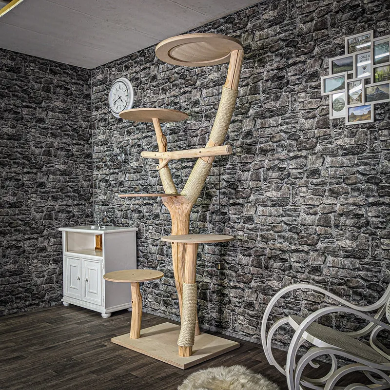 Naturkratzbaum 2806 Kratzbaum Natur Holz Design 205 cm hoch Katzenbaum