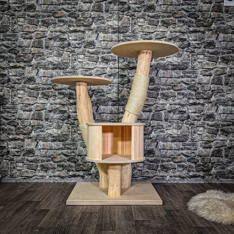 Naturkratzbaum 108 cm hoch Kratzbaum Natur Holz Design 2807 Katzenbaum