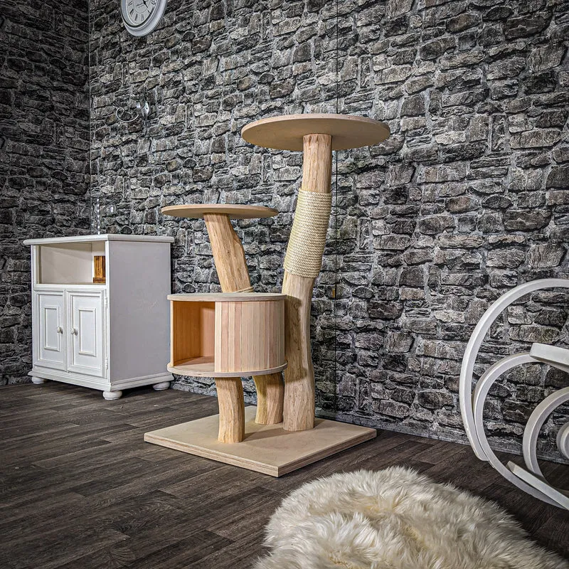 Naturkratzbaum 108 cm hoch Kratzbaum Natur Holz Design 2807 Katzenbaum