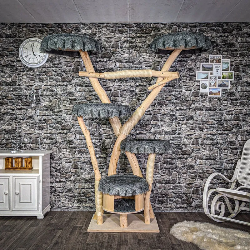 Naturkratzbaum 205 cm hoch Kratzbaum Natur Holz Design 2808 Katzenbaum