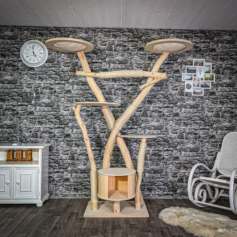 Naturkratzbaum 205 cm hoch Kratzbaum Natur Holz Design 2808 Katzenbaum