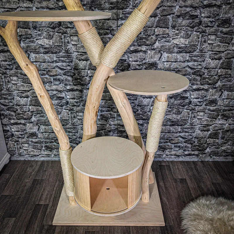Naturkratzbaum 205 cm hoch Kratzbaum Natur Holz Design 2808 Katzenbaum