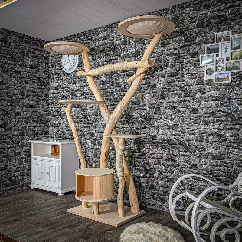 Naturkratzbaum 205 cm hoch Kratzbaum Natur Holz Design 2808 Katzenbaum