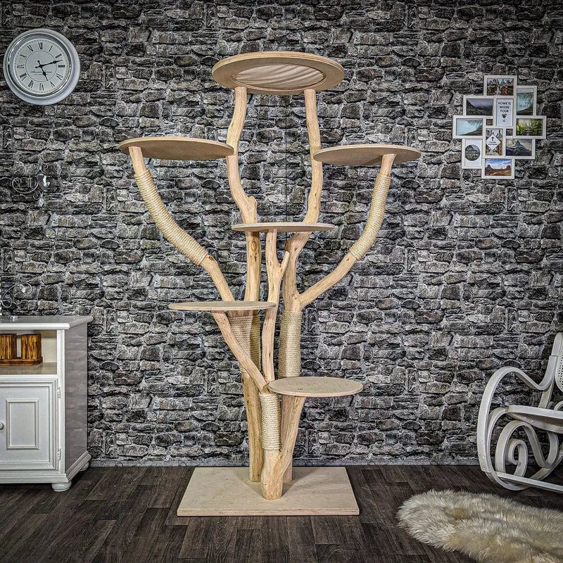 Naturkratzbaum 190 cm hoch Kratzbaum Natur Holz Design 2809 Katzenbaum