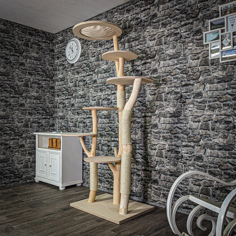 Naturkratzbaum 2790 Kratzbaum Natur Holz Design 204 cm hoch Katzenbaum