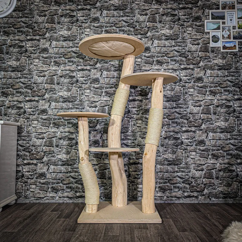 Naturkratzbaum 144 cm hoch Kratzbaum Natur Holz Design 2786 Katzenbaum