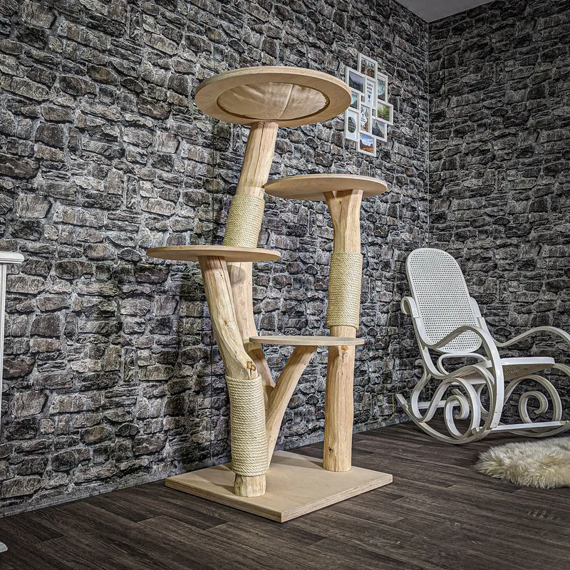 Naturkratzbaum 144 cm hoch Kratzbaum Natur Holz Design 2786 Katzenbaum