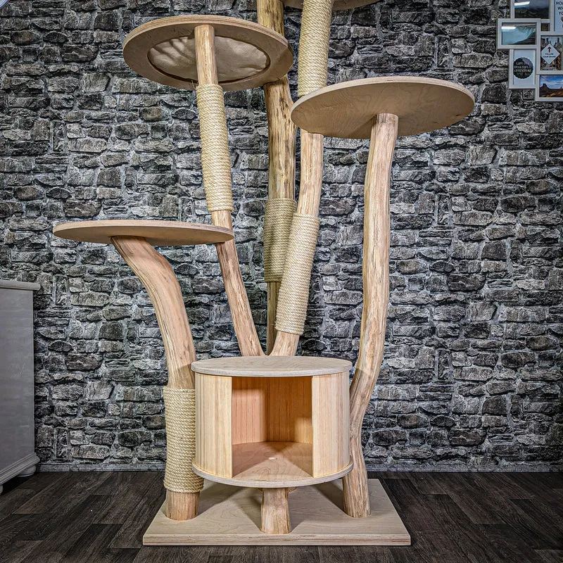 Naturkratzbaum 2944 Kratzbaum Natur Holz Design 216 cm hoch Katzenbaum