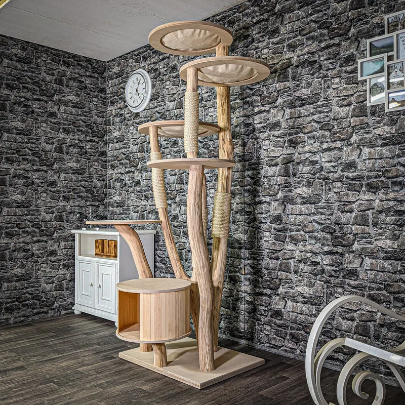 Naturkratzbaum 2944 Kratzbaum Natur Holz Design 216 cm hoch Katzenbaum