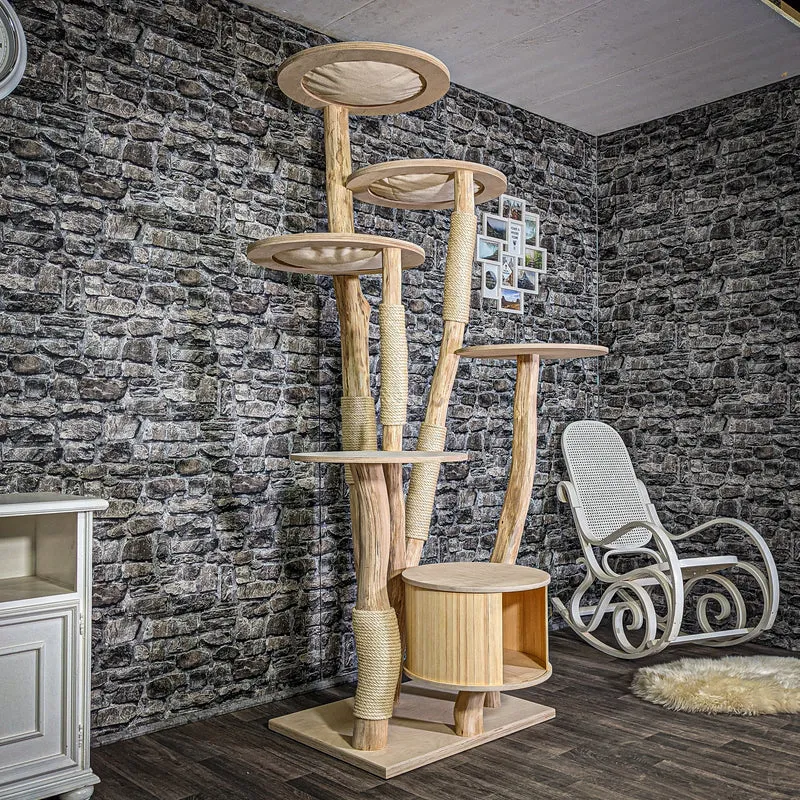 Naturkratzbaum 2944 Kratzbaum Natur Holz Design 216 cm hoch Katzenbaum