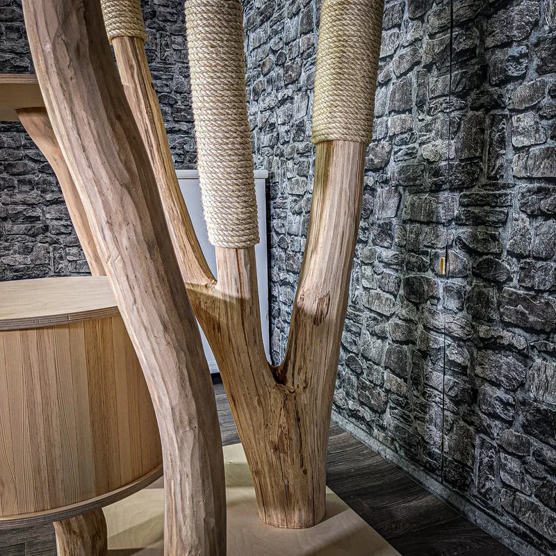 Naturkratzbaum 2944 Kratzbaum Natur Holz Design 216 cm hoch Katzenbaum
