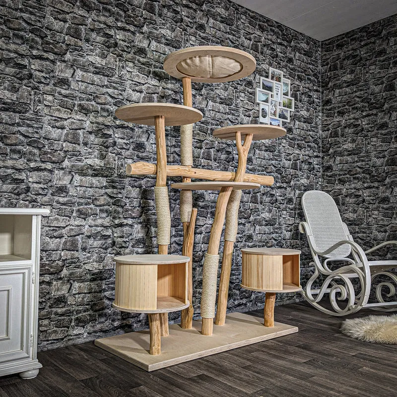 Naturkratzbaum 2940 Kratzbaum Natur Holz Design 171 cm hoch Katzenbaum