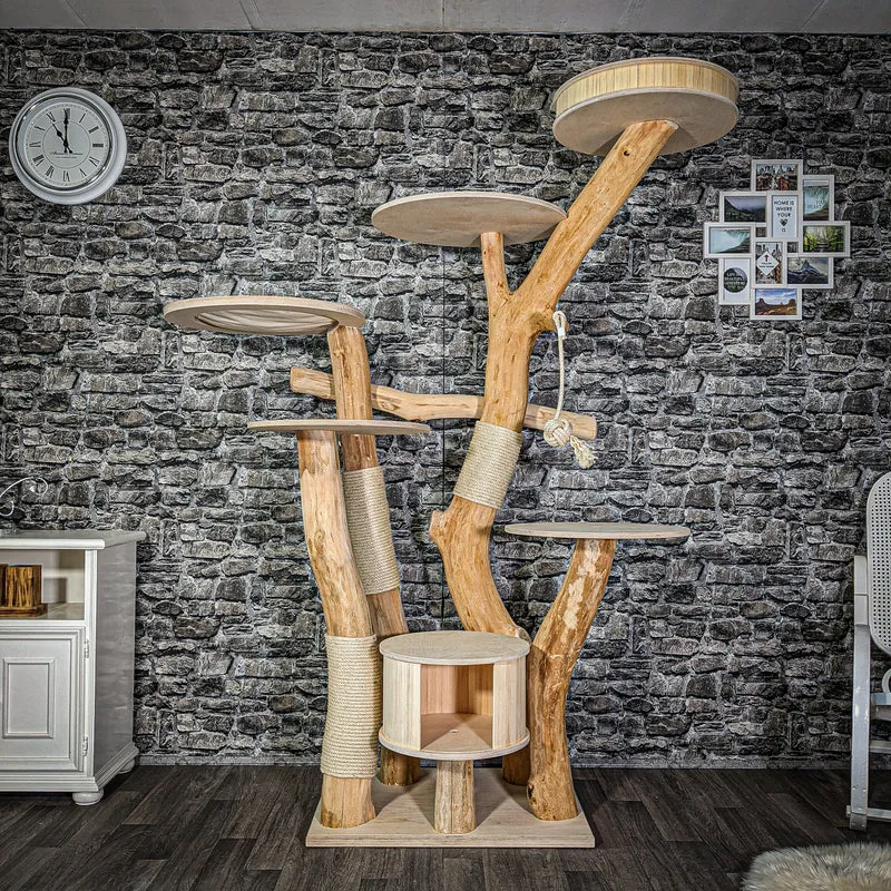 Naturkratzbaum 206 cm hoch Kratzbaum Natur Holz Design 2934 Katzenbaum