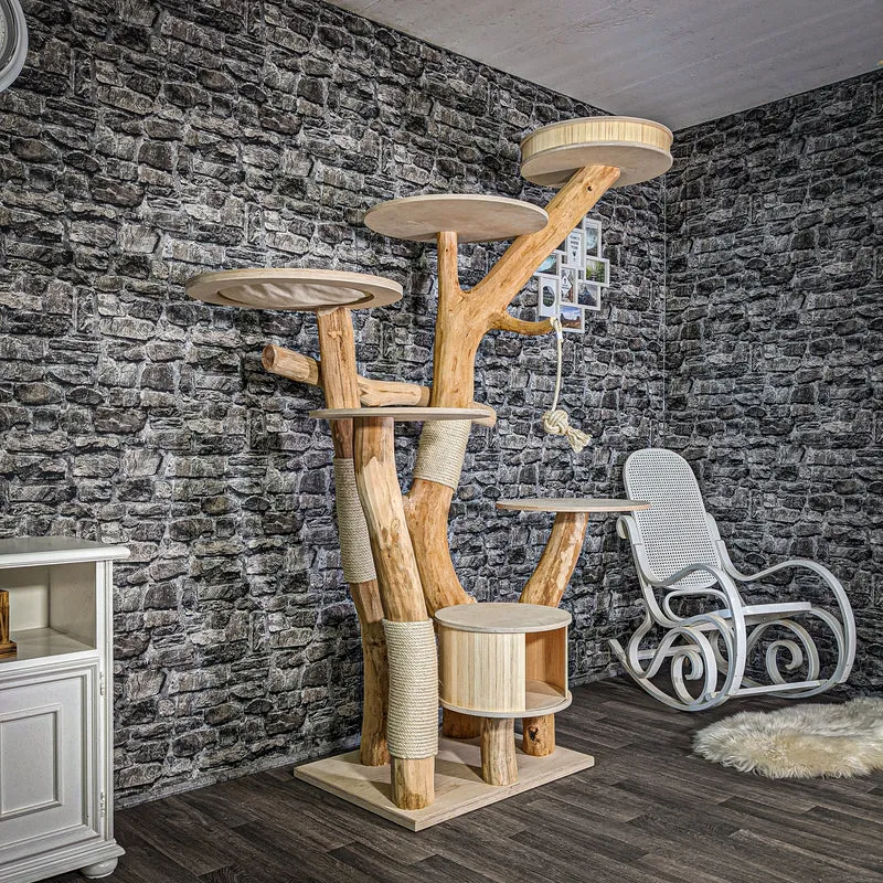 Naturkratzbaum 206 cm hoch Kratzbaum Natur Holz Design 2934 Katzenbaum