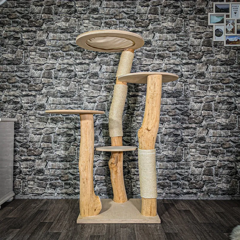 Naturkratzbaum 2931 Kratzbaum Natur Holz Design 145 cm hoch Katzenbaum