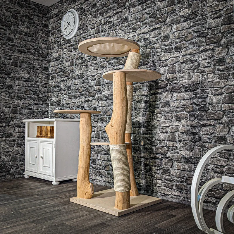 Naturkratzbaum 2931 Kratzbaum Natur Holz Design 145 cm hoch Katzenbaum