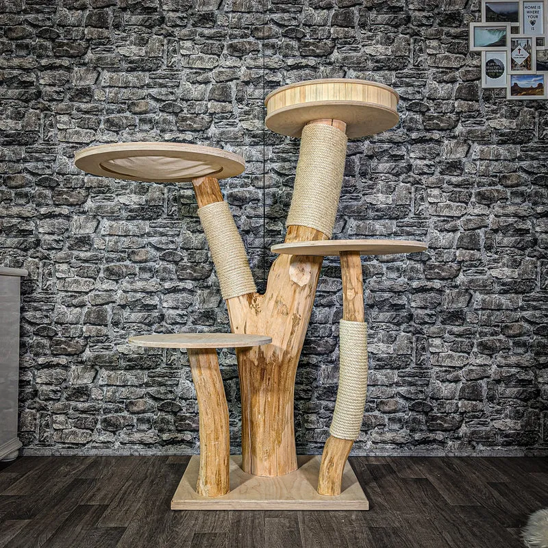 Naturkratzbaum 142 cm hoch Kratzbaum Natur Holz Design 2937 Katzenbaum