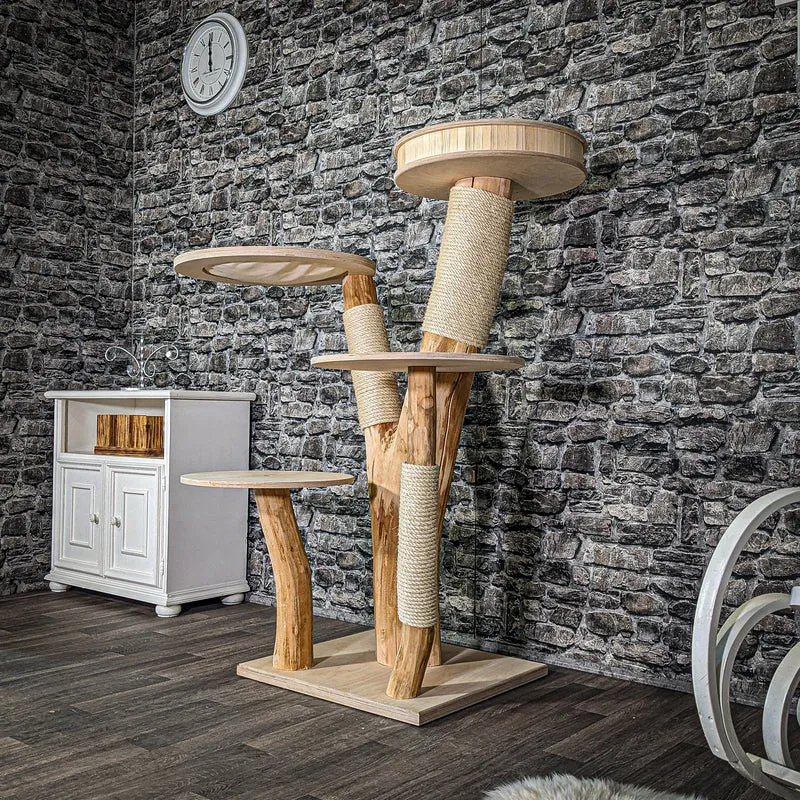 Naturkratzbaum 142 cm hoch Kratzbaum Natur Holz Design 2937 Katzenbaum