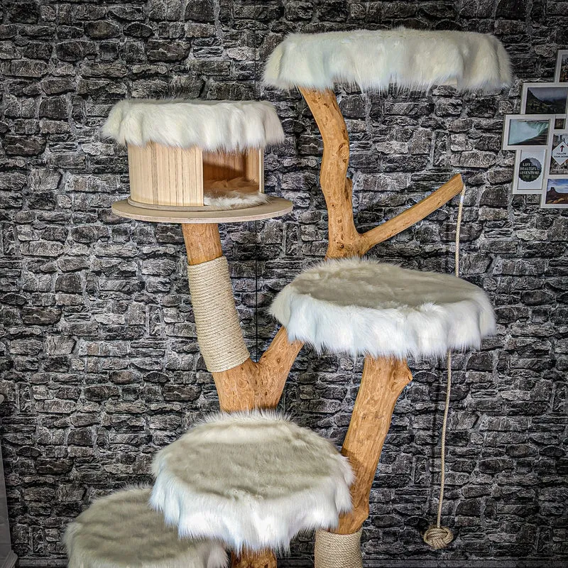 Naturkratzbaum 205 cm hoch Kratzbaum Natur Holz Design 2932 Katzenbaum