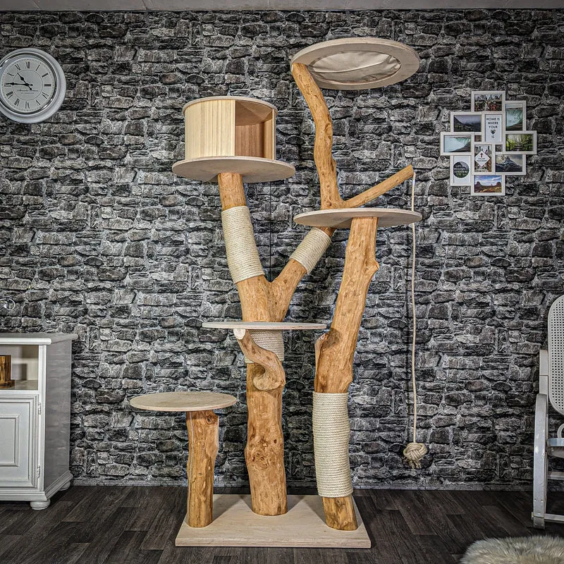 Naturkratzbaum 205 cm hoch Kratzbaum Natur Holz Design 2932 Katzenbaum