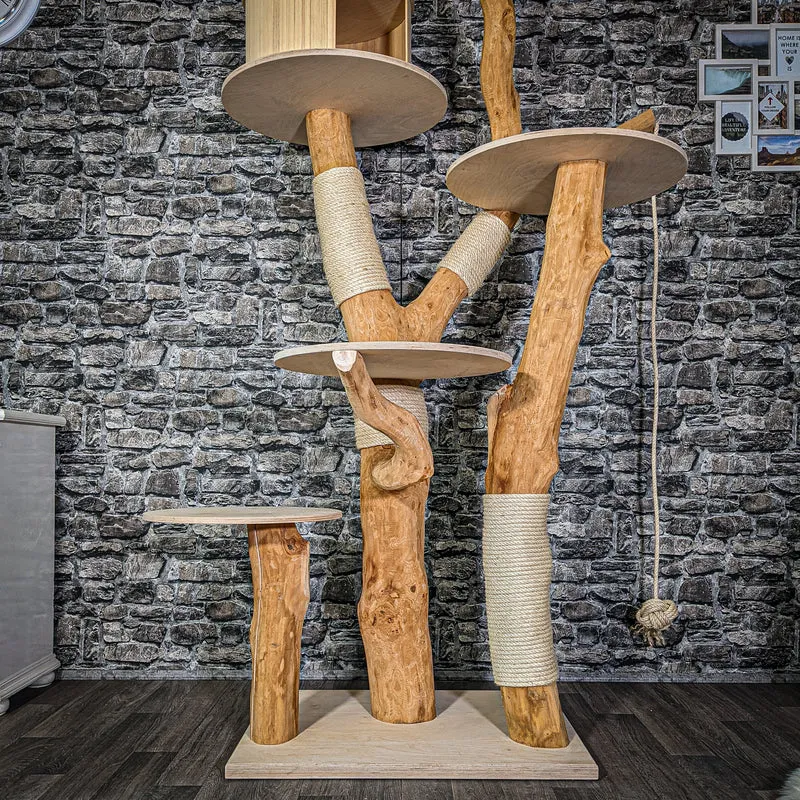 Naturkratzbaum 205 cm hoch Kratzbaum Natur Holz Design 2932 Katzenbaum