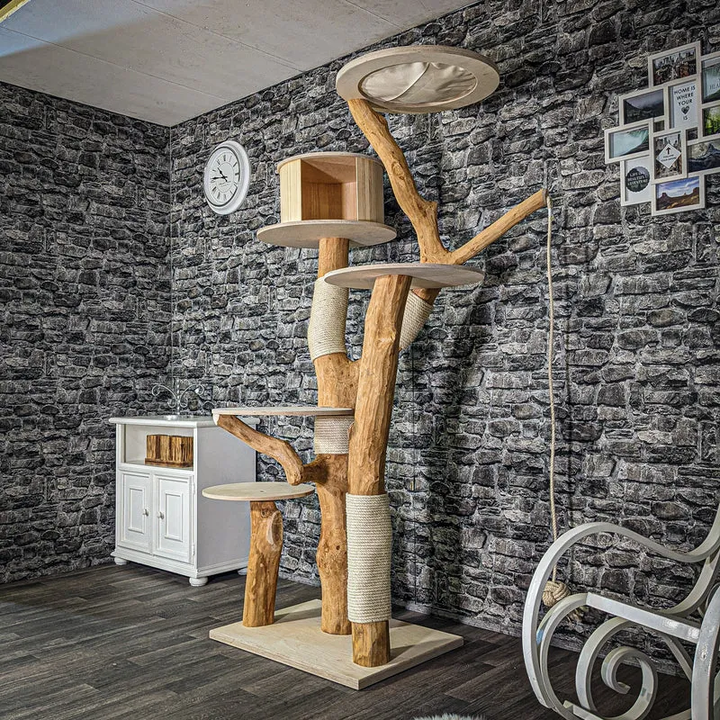 Naturkratzbaum 205 cm hoch Kratzbaum Natur Holz Design 2932 Katzenbaum